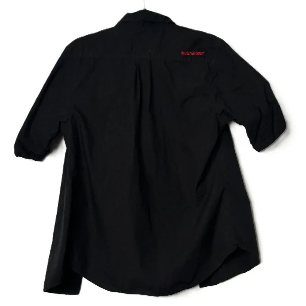 Vintage Skater Shirt Black Short Sleeve Button-up Independent Men's Size Large - Picture 2 of 6